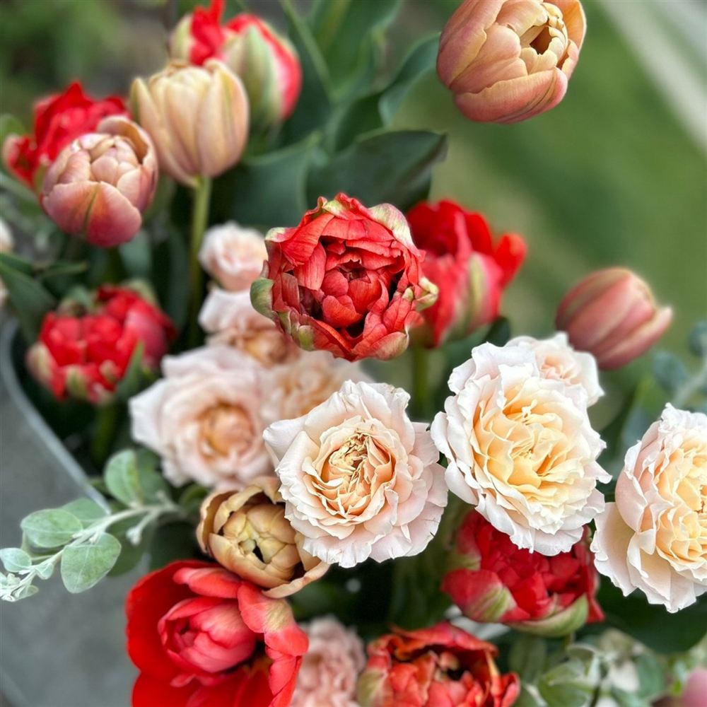 Spring tulips arrangement